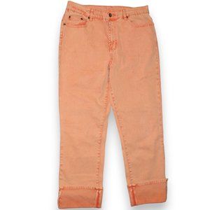 DG2 Diane Gillman Stretch Denim Cuff Links Jeans Orange 5 Pocket Stretch size 10